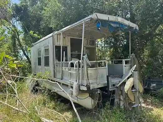 Cabin interior view from a boat removal project before cleanout