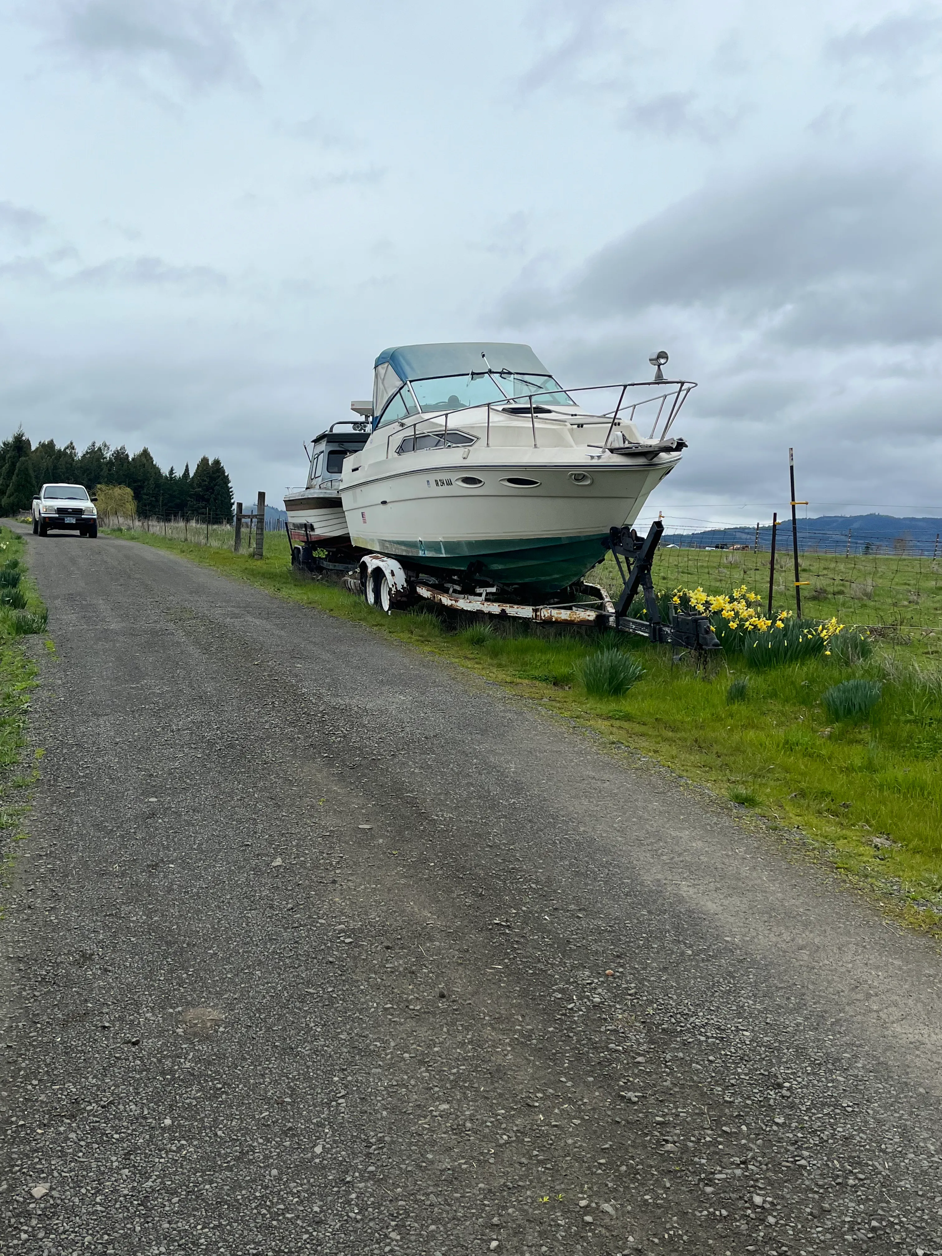 Docked boat viewed from port side during condition check
